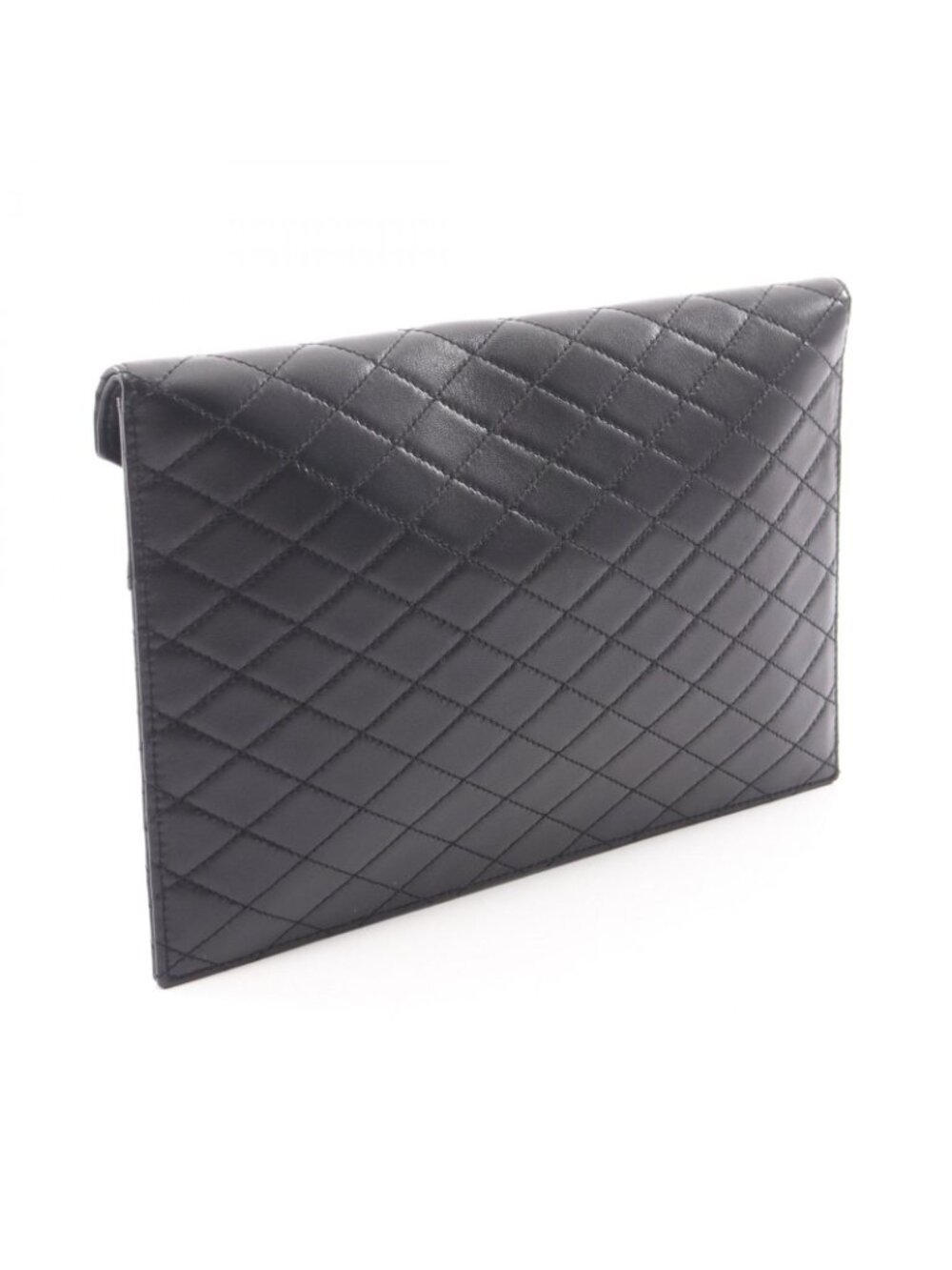 Saint Laurent Paris Clutch Gabby Black Leather Flap Chain - Picture 2 of 9